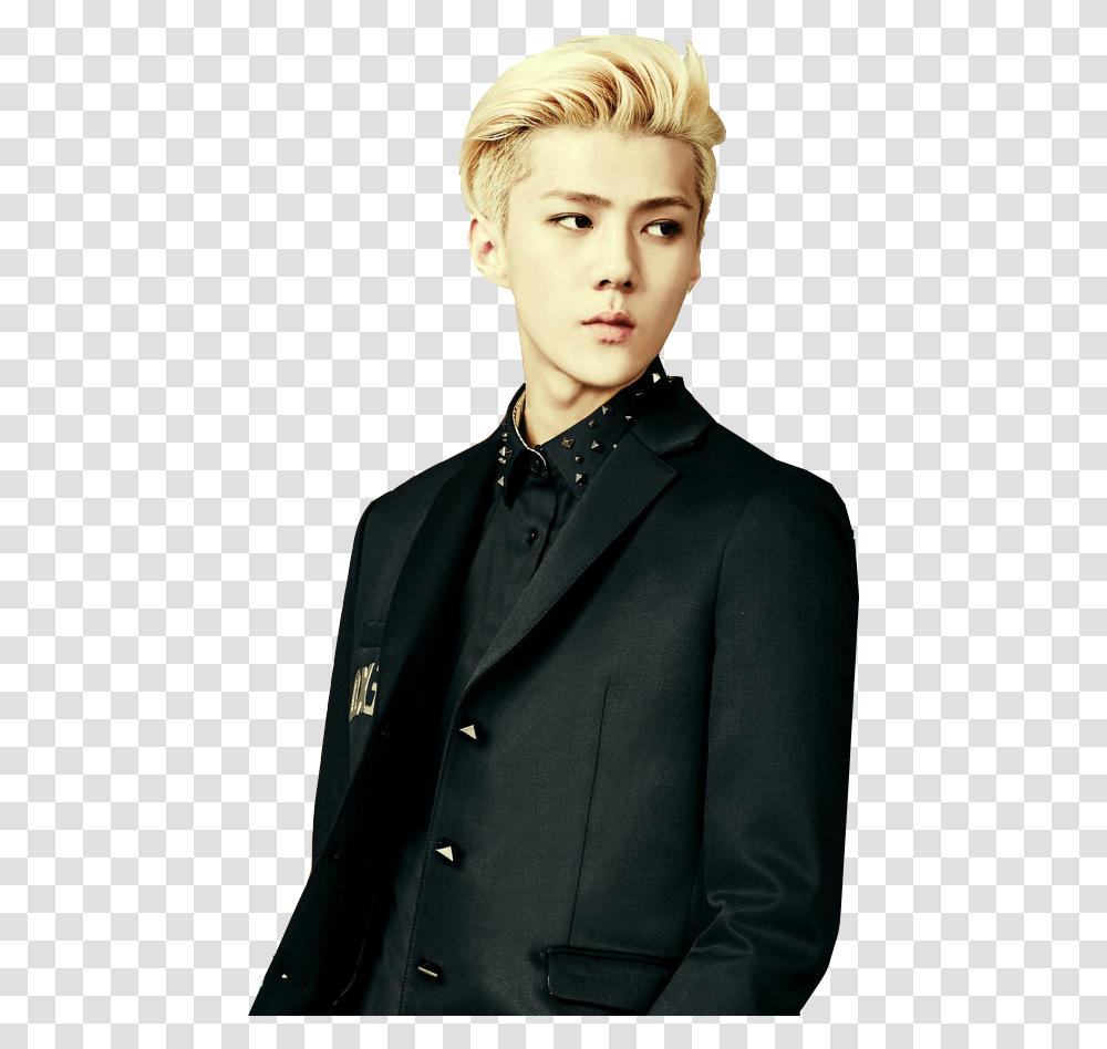 Exo Sehun Exo Sehun Blonde Hair, Apparel, Suit, Overcoat Transparent Png