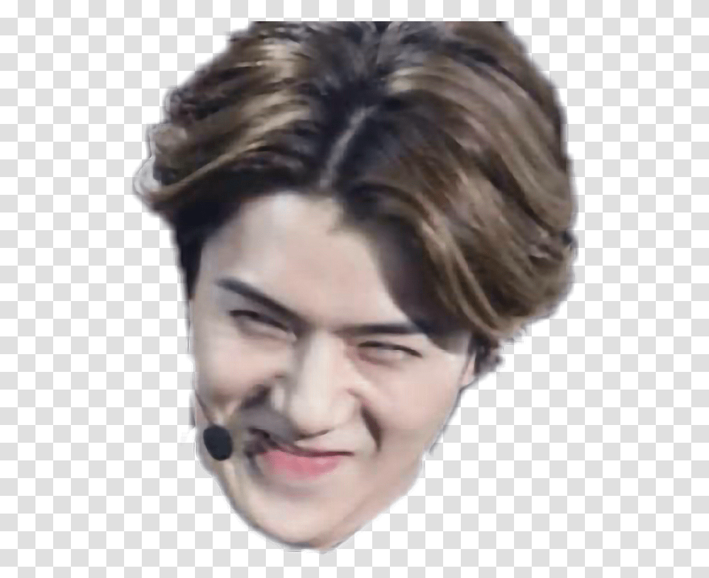 Exo Sehun Funny Face Download Exo Funny Face, Person, Human, Head, Hair Transparent Png