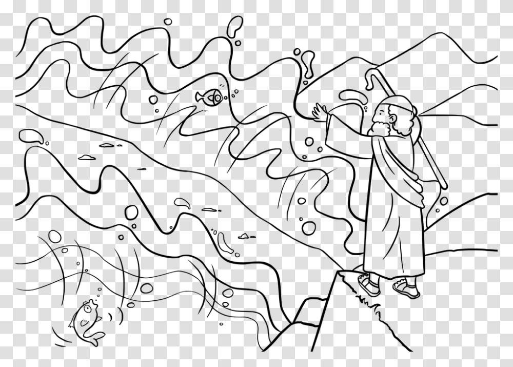 Exodus Bible Moses Egypt Ccx Jewish Judaism Moses And The Red Sea Coloring Sheet, Gray, World Of Warcraft Transparent Png
