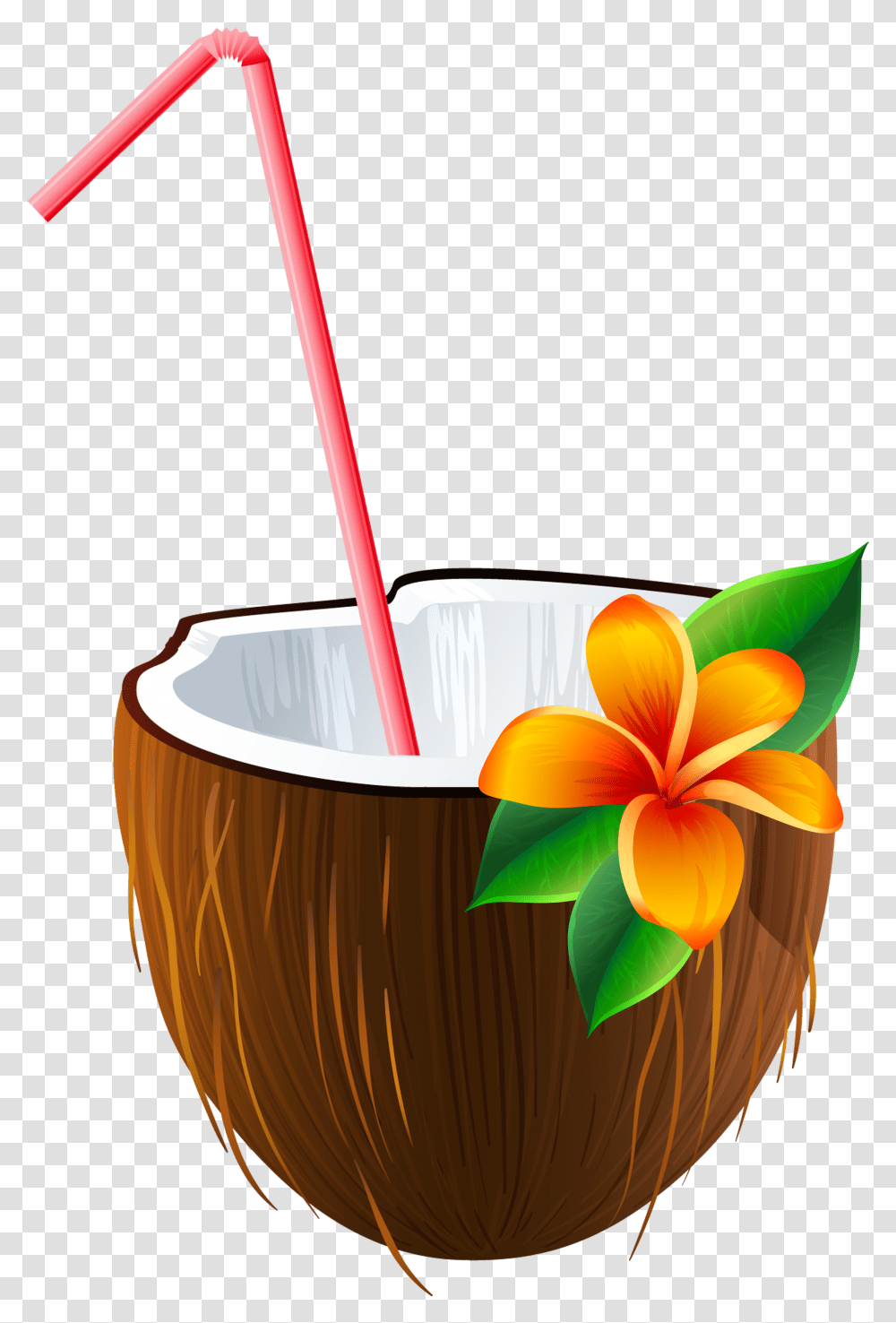 Exotic Coconut Cocktail Clipart Image Coconut Drink, Plant, Vegetable, Food, Fruit Transparent Png
