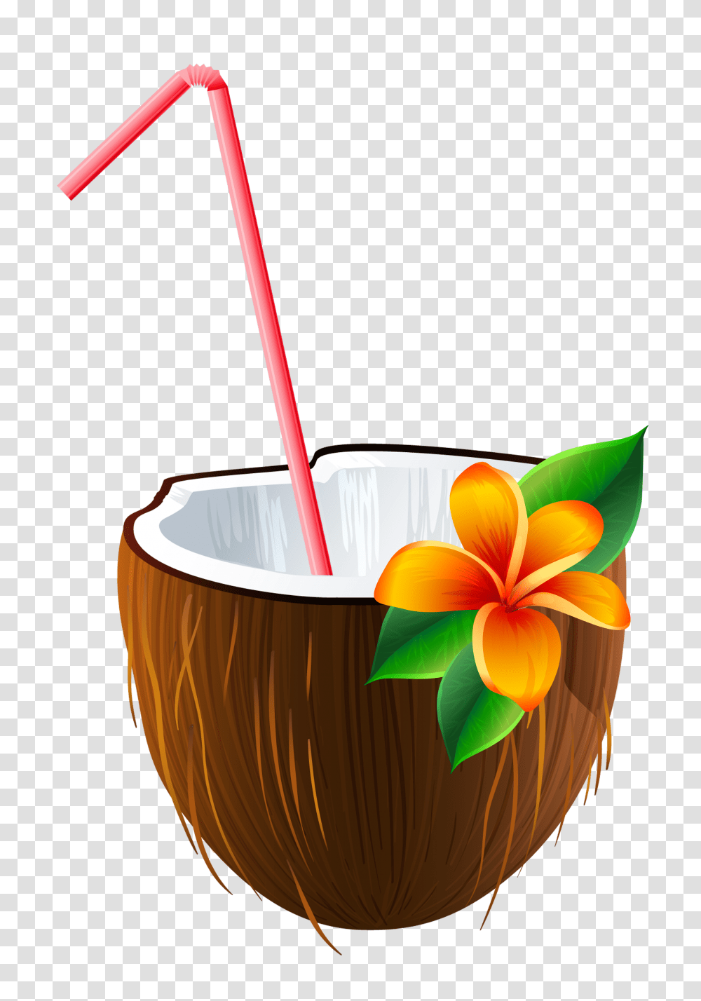 Exotic Coconut Cocktail Clipart, Plant, Vegetable, Food, Fruit Transparent Png