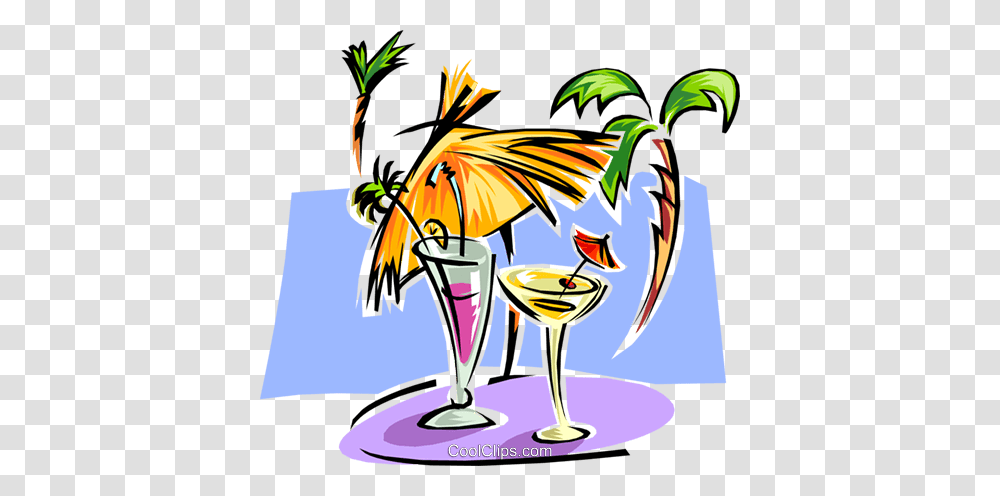 Exotic Drinks Royalty Free Vector Clip Art Illustration, Glass, Beverage, Alcohol, Drawing Transparent Png