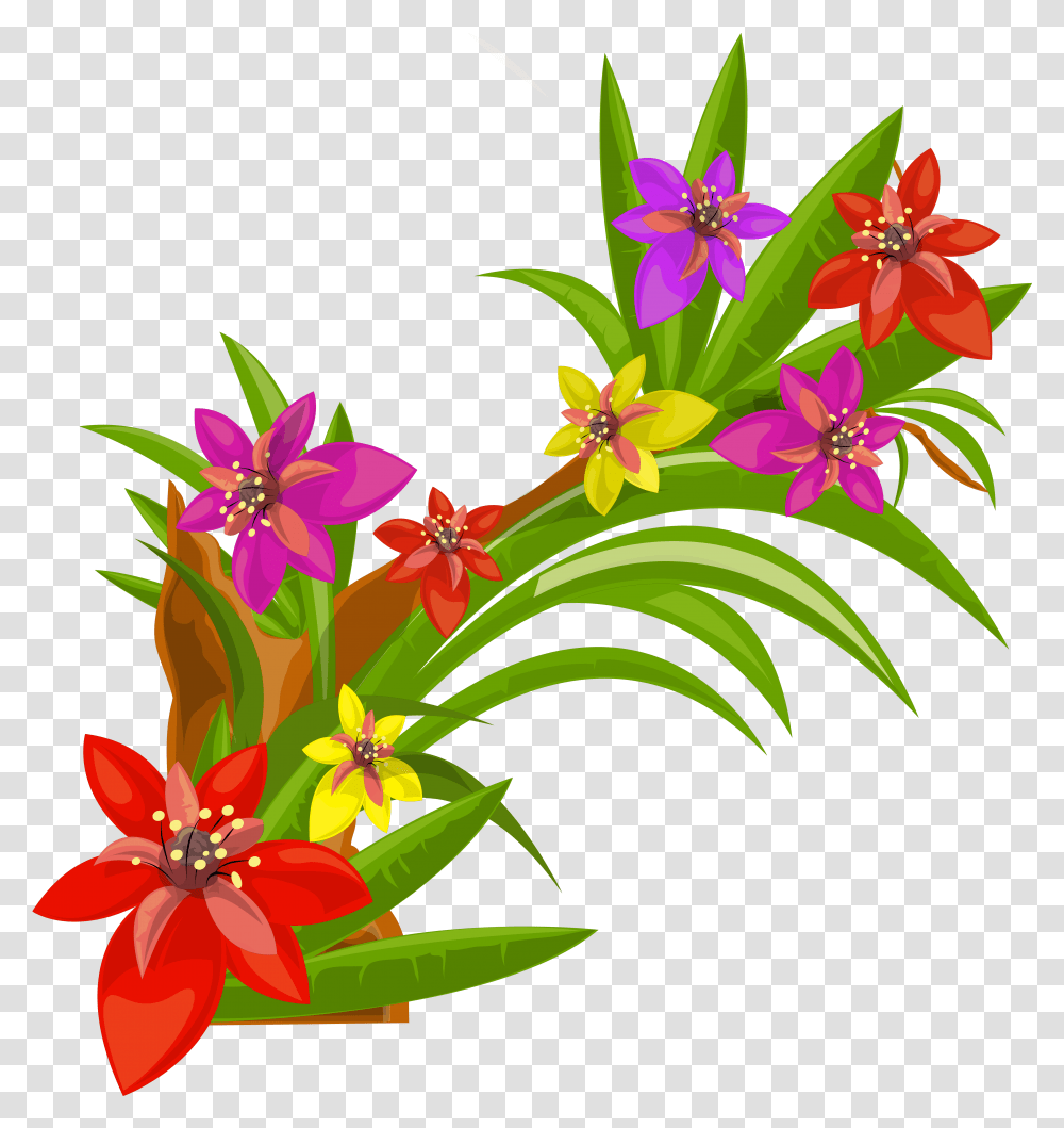 Exotic Flowers Art Flower Decoration Flowers Graphic High Res, Graphics, Floral Design, Pattern, Plant Transparent Png