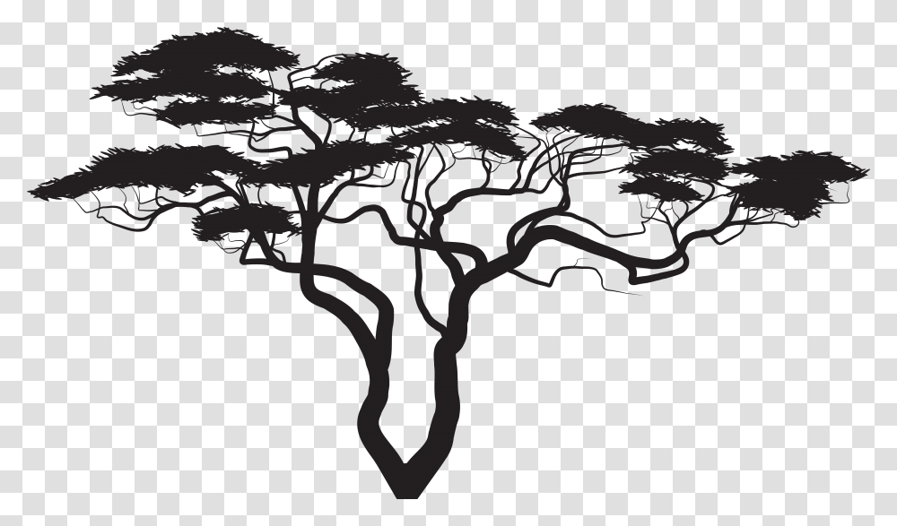 Exotic Tree Silhouette Clip Art Image African Tree Silhouette, Plant, Root, Flower, Blossom Transparent Png
