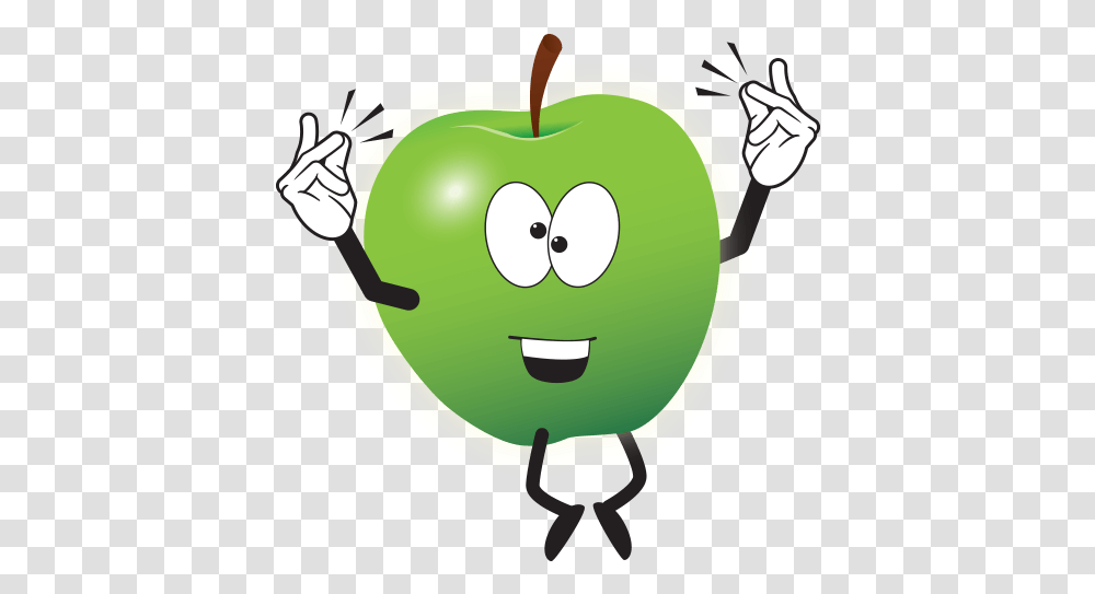 Expand To Explore Cartoon Green Apple Full Size Happy, Plant, Fruit, Food, Label Transparent Png