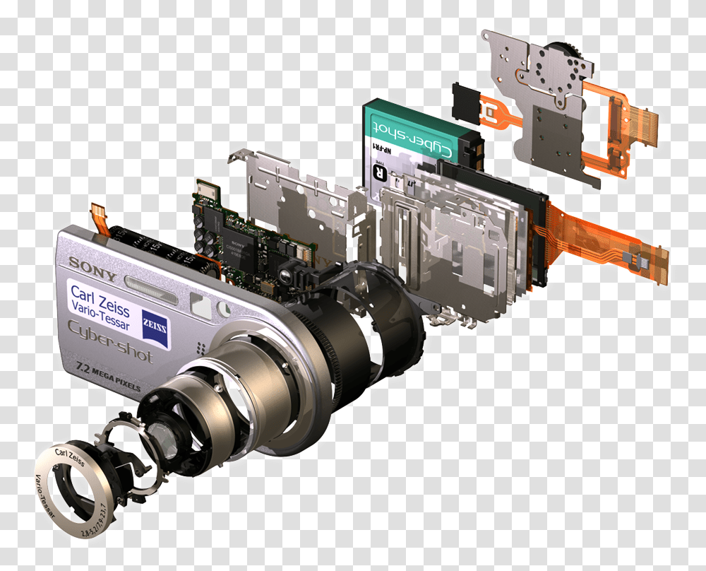 Exploded View Of Sony Camera, Electronics, Video Camera, Digital Camera, Fire Truck Transparent Png