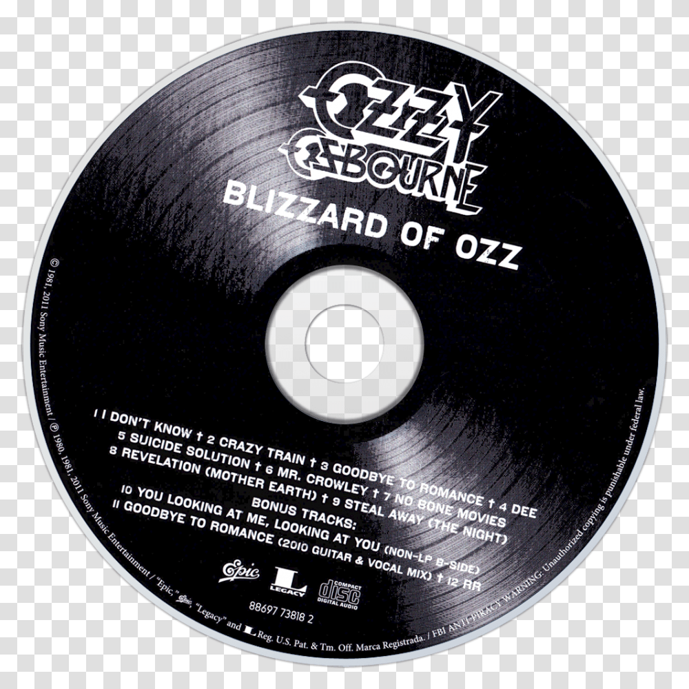 Explore More Images In The Music Category Ozzy Osbourne, Disk, Dvd Transparent Png