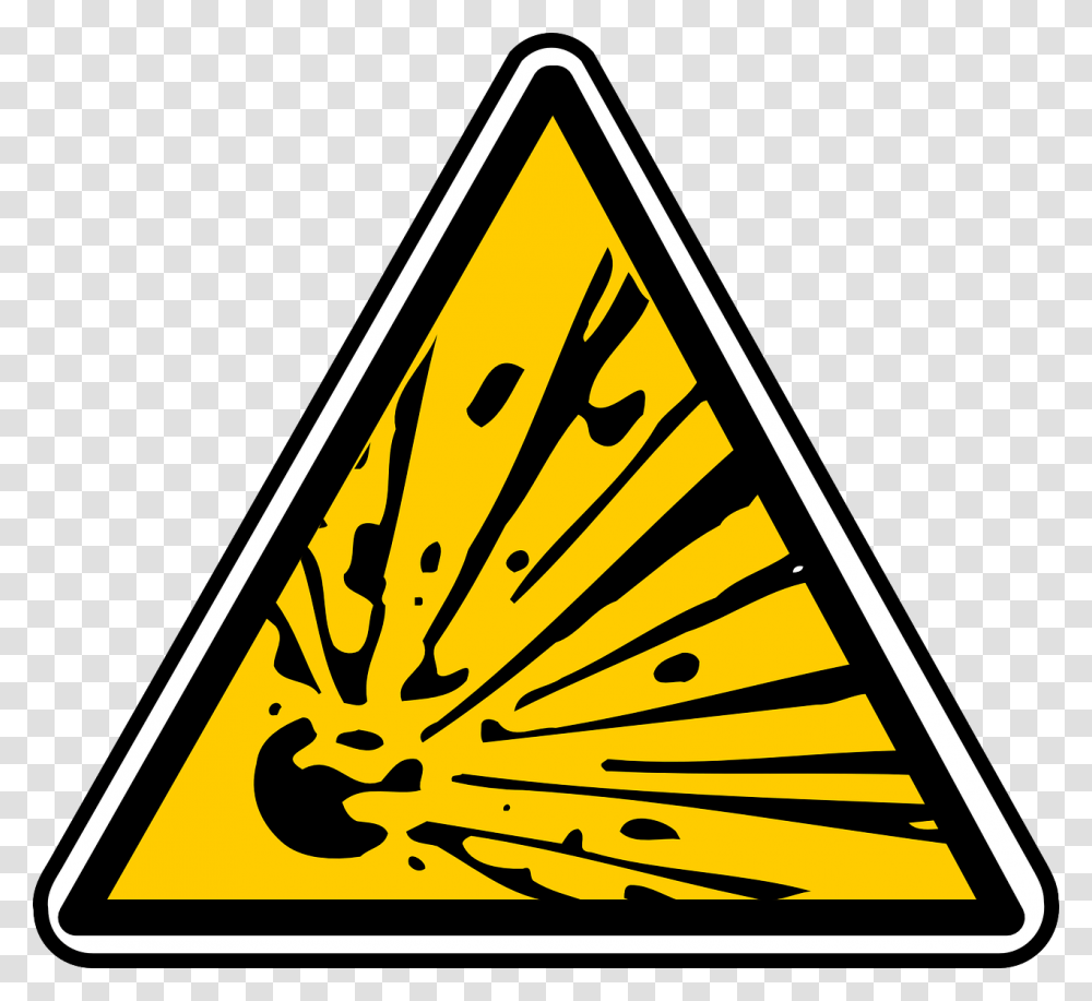 Explosion Danger Explosion Sign, Triangle, Road Sign Transparent Png