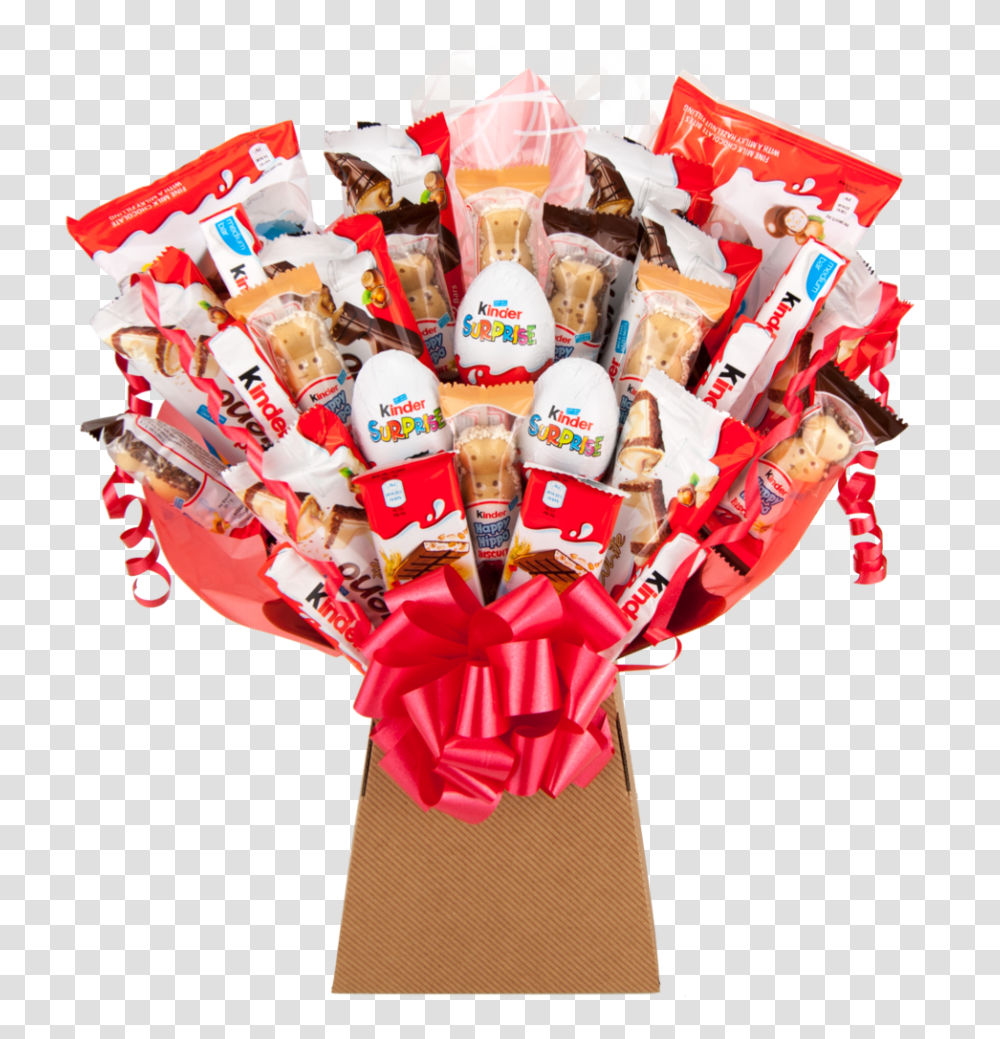 Explosion Gift Kinder Chocolate Bouquet, Sweets, Food, Confectionery, Advertisement Transparent Png