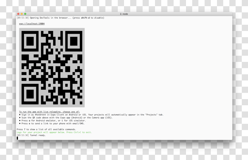 Expo Cli Includes Keyboard Shortcuts From The Terminal Qr Code Transparent Png