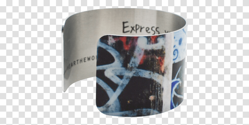 Express Yourself Graffiti Cuff BraceletClass Bangle, Plectrum, Cup, Aluminium, Silver Transparent Png