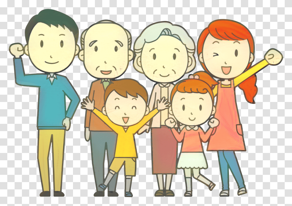 Extended Family Vector Graphics Clip Art Grandparent Cartoon Family, Comics, Book, Hand, Crowd Transparent Png