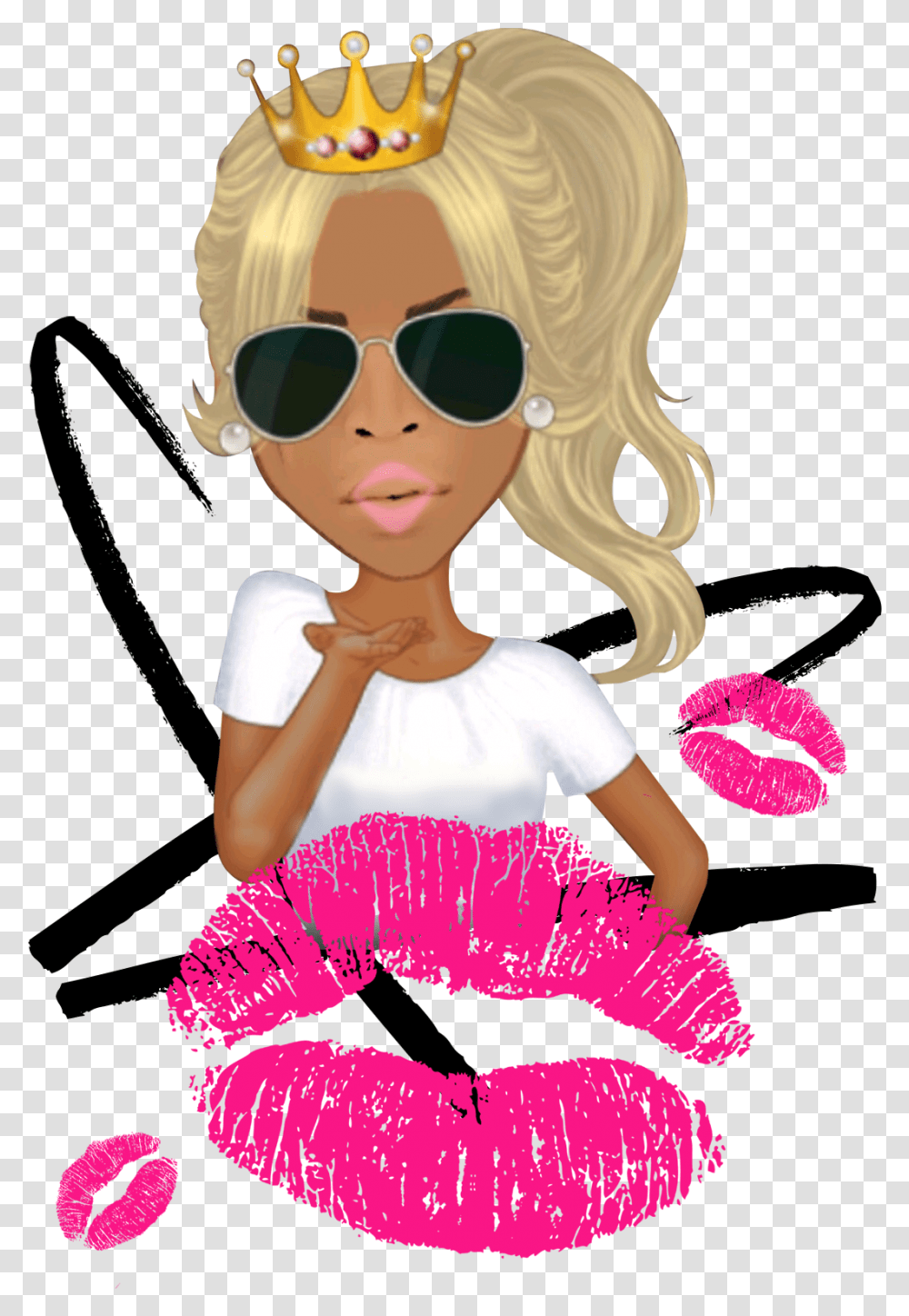 Extensions And Luxury Wigs Clipart Background Lipstick Kiss, Sunglasses, Accessories, Accessory, Person Transparent Png