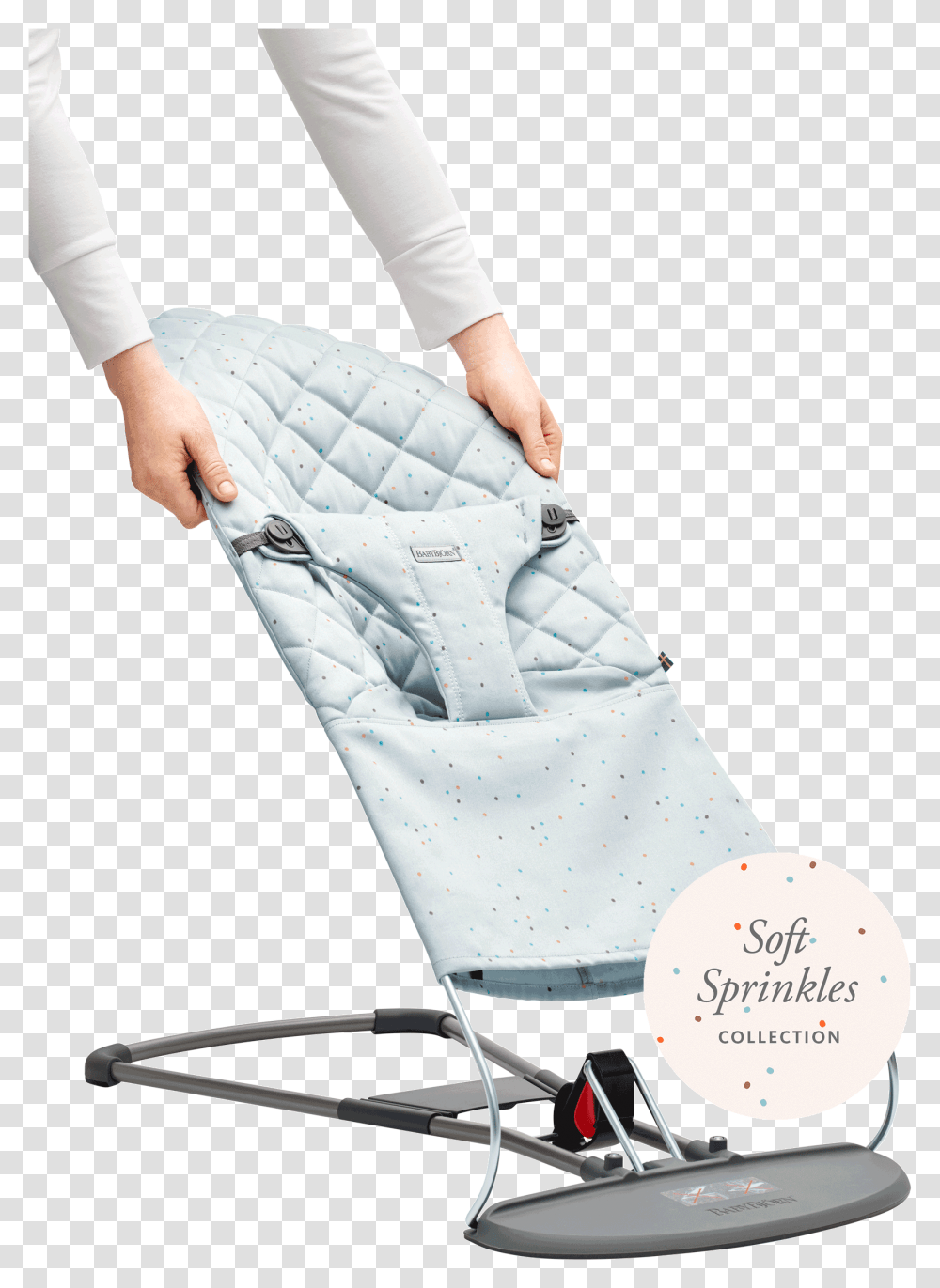 Extra Fabric Seat For Baby Bouncer Blue Sprinkles Housse Babybjorn, Furniture, Person, Human, Cradle Transparent Png