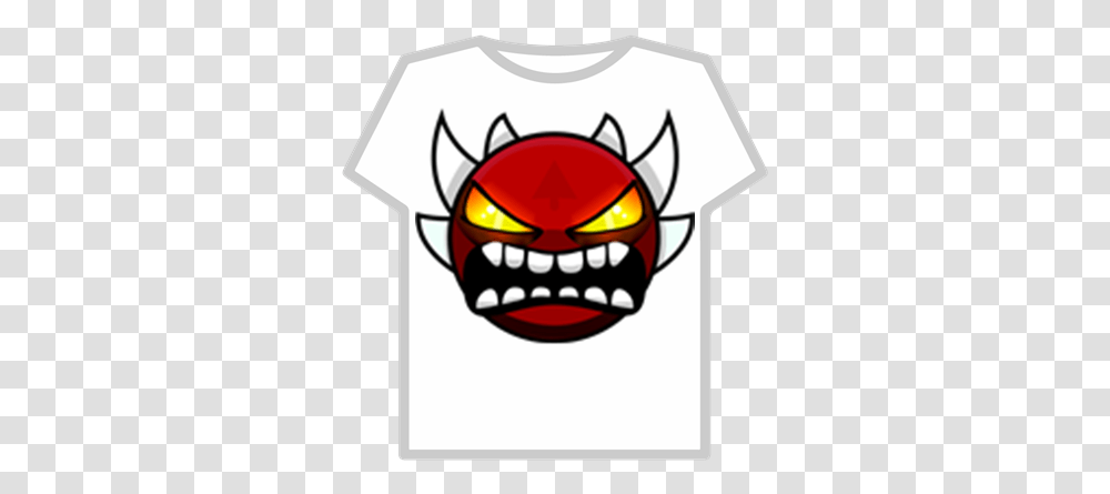 Extreme Demon Face Roblox Extreme Demon Geometry Dash, Label, Text, Sticker, Clothing Transparent Png