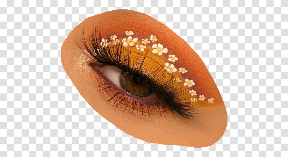 Eye Makeup Eyeshadow Flower Cute Aesthetic Pngs Aesthetic Orange Makeup, Cosmetics, Mascara Transparent Png