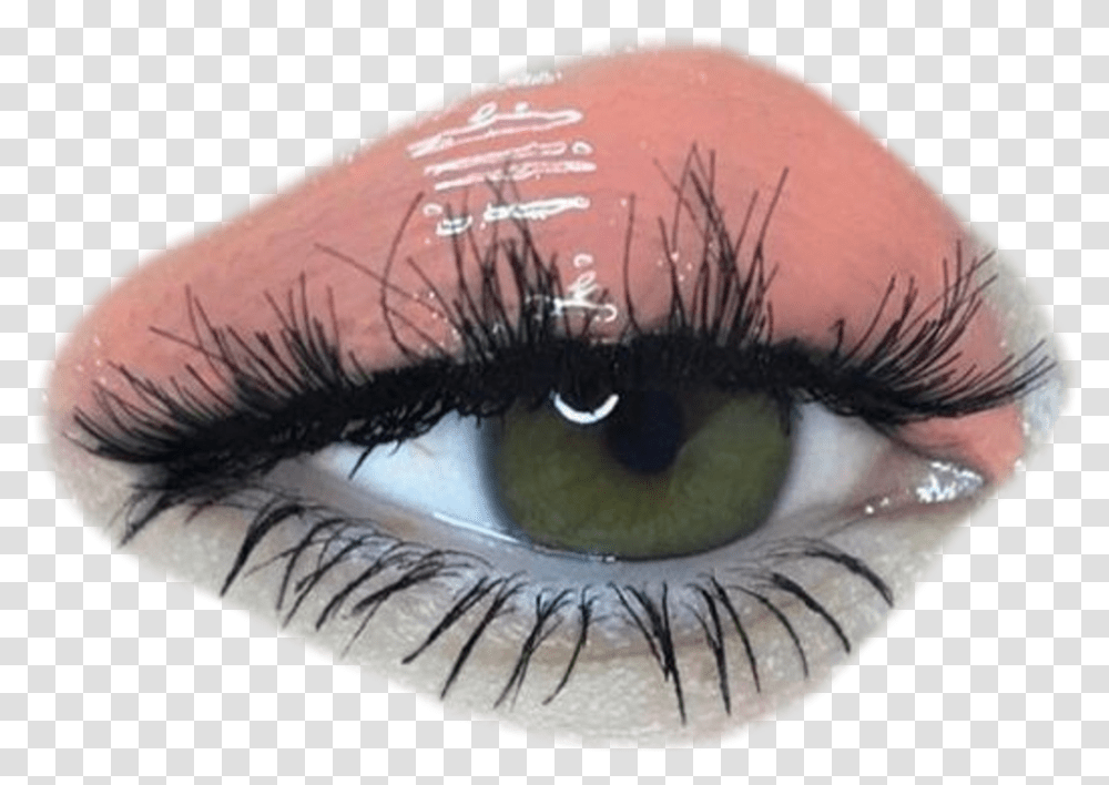 Eye Makeup Pink Aesthetic Moodboard Sticker Eye With Glossy Eyeshadow, Cosmetics, Mascara, Tattoo Transparent Png