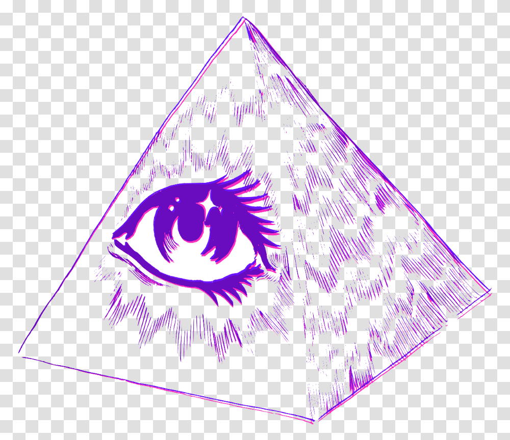 Eye Pyramid Purple Allseeingeye Vaporwave, Triangle, Cone Transparent Png