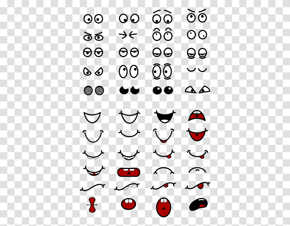 Eyes Fun Mouth Parts Rolling Eyes Laughing Facial Features Clipart, Bird, Animal, Number Transparent Png