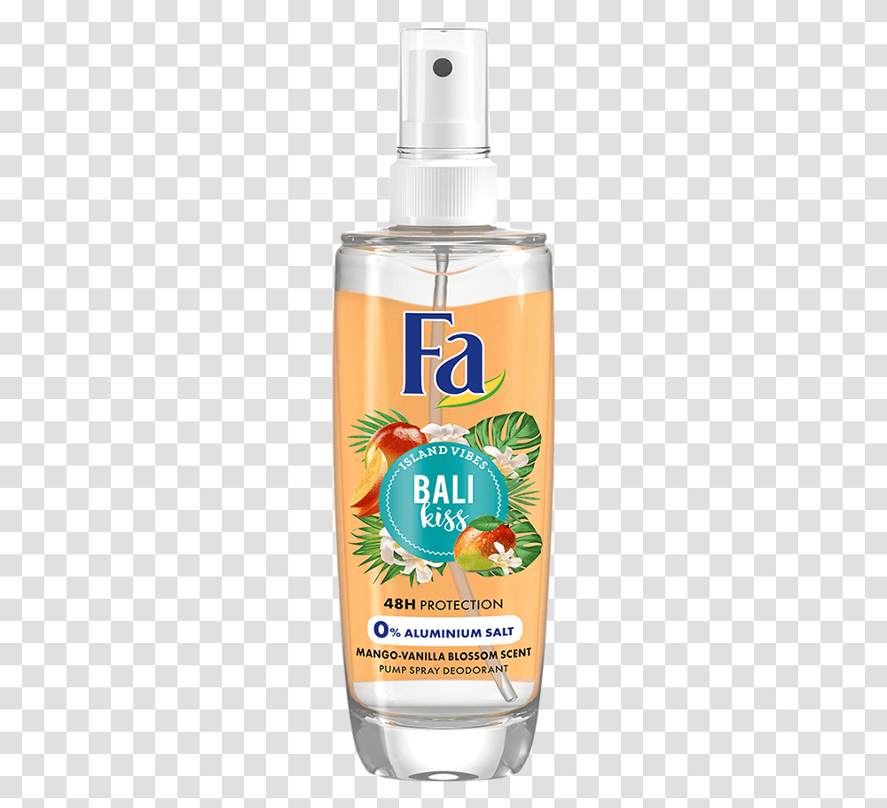 Fa Com Vaporizer Island Vibes Mango Vanilla Fa Bali Kiss Deodorant, Bottle, Label, Beer Transparent Png