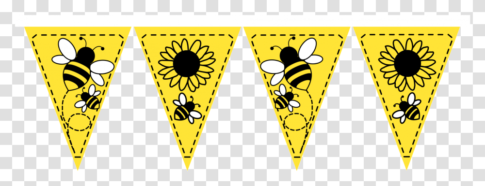 Fabric Bunting Bees & Sunflowers - Mycampervan Clip Art, Label, Text, Triangle, Sticker Transparent Png