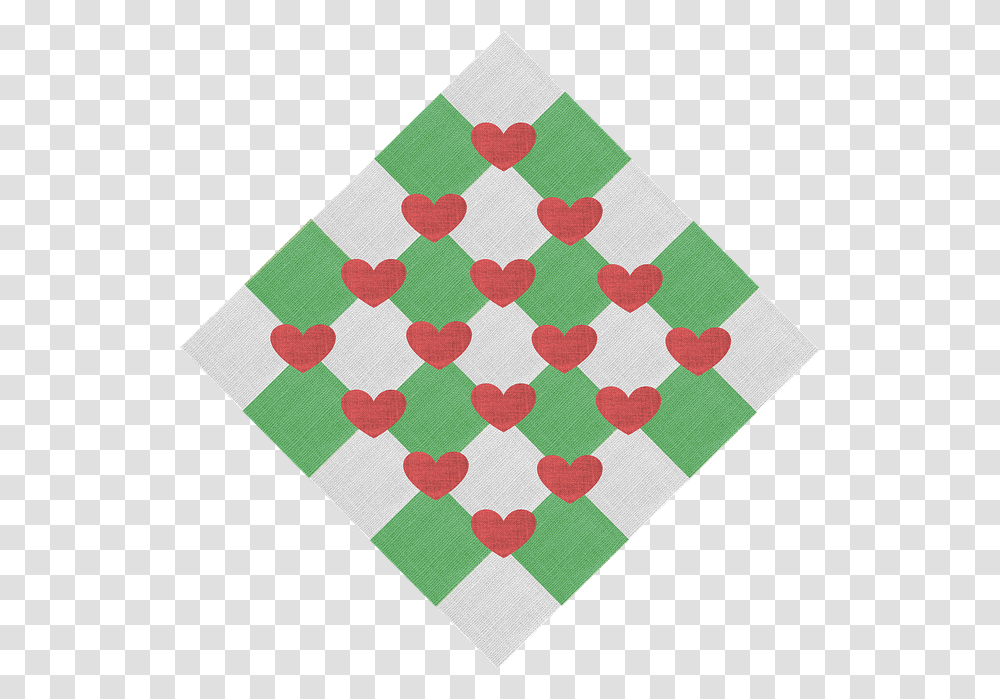 Fabric Grey Gray Green Checkered Red Hearts Patchwork, Rug, Triangle, Quilt Transparent Png
