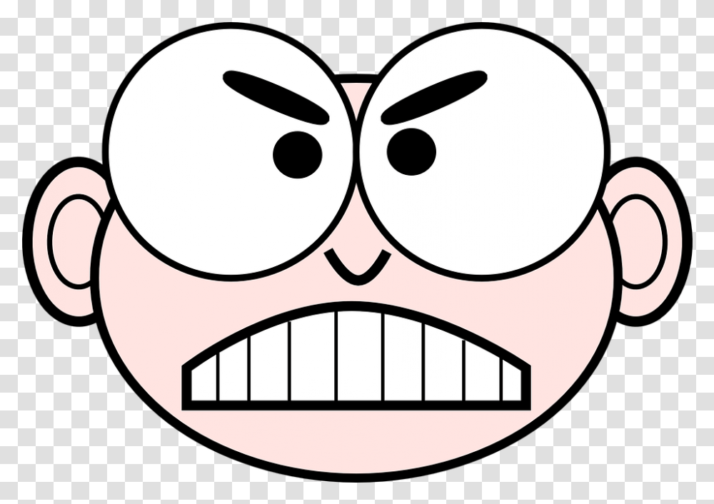 Face Cartoon Angry Free Vector Graphic On Pixabay Analytics Jokes, Stencil, Label, Text, Mustache Transparent Png