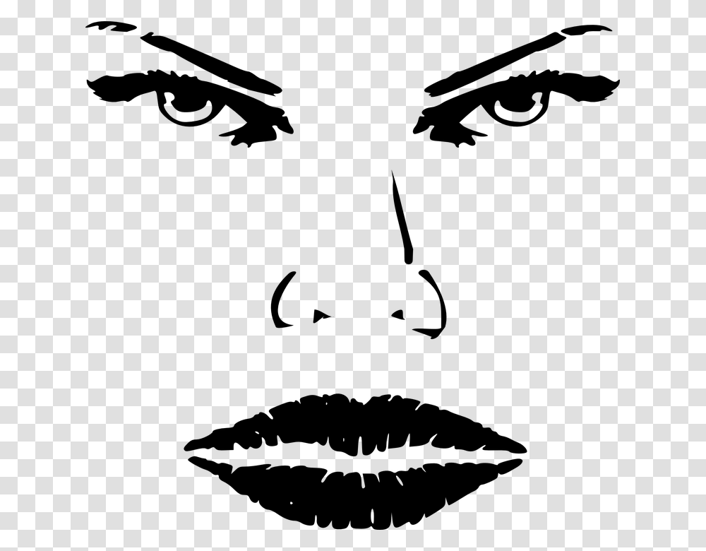 Face Female Woman Make Up Outlines Aggressive Female Eyes Outline, Gray, World Of Warcraft Transparent Png