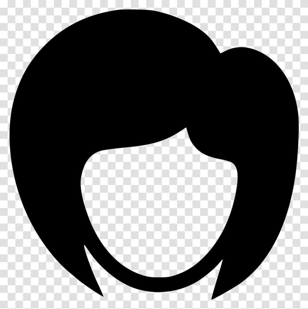 Face Girl Short Hair Fashion Hairstyle Cutting Icon Free, Label, Silhouette, Stencil Transparent Png