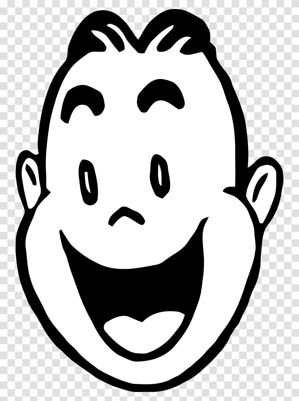 Face Male Man Free Photo Happy Faces Clipart Black And White, Stencil Transparent Png