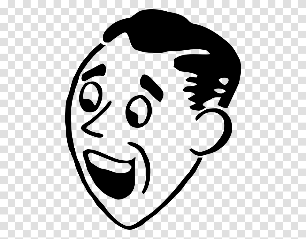 Face Male Man Smile Smiling Happy Eyes Nose Black And White Surprised Person, Gray, World Of Warcraft Transparent Png
