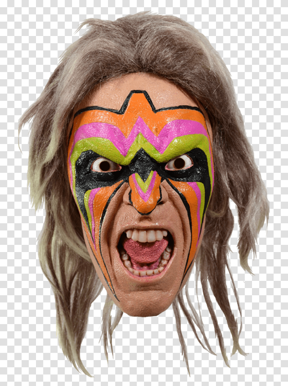 Face Paint Ultimate Warrior Mask, Person, Head, Teeth, Mouth Transparent Png