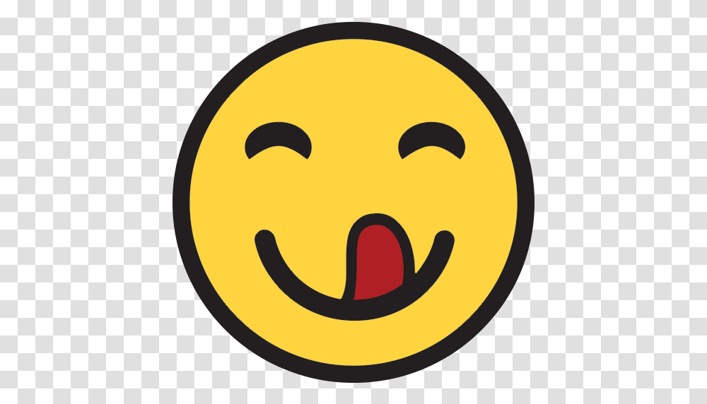 Face Savouring Delicious Food Emoji Delicious Emoji, Symbol, Pac Man, Logo, Trademark Transparent Png