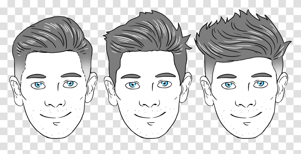 Face Shape Haircut For Men, Person, Head, Drawing Transparent Png