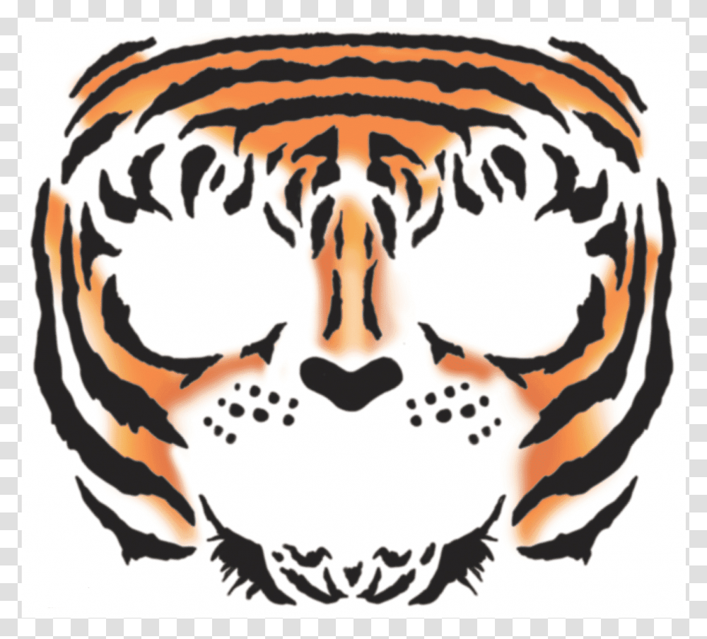 Face Tiger Temporarytattoo Tiger Face Temporary Tattoo, Stencil, Zebra, Wildlife, Mammal Transparent Png