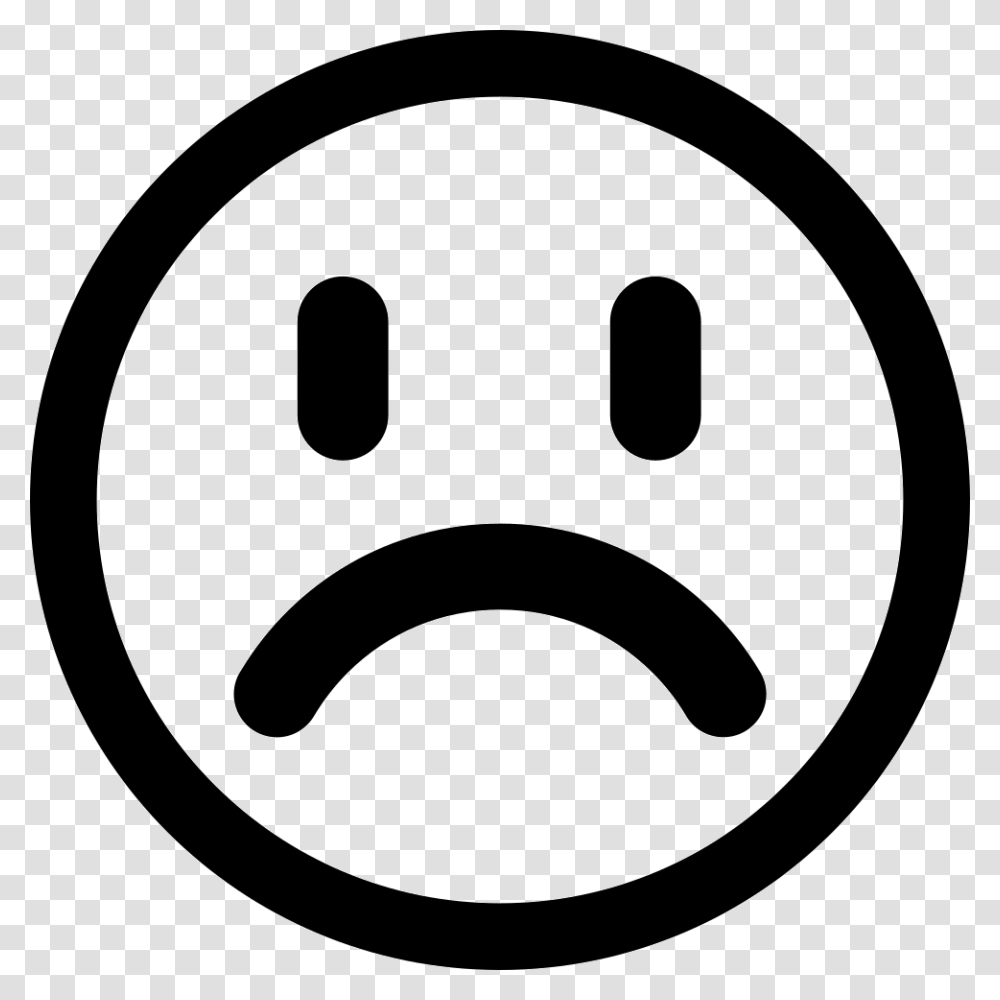 Face Unhappy Sad Smiley Face Black And White, Stencil, Label Transparent Png