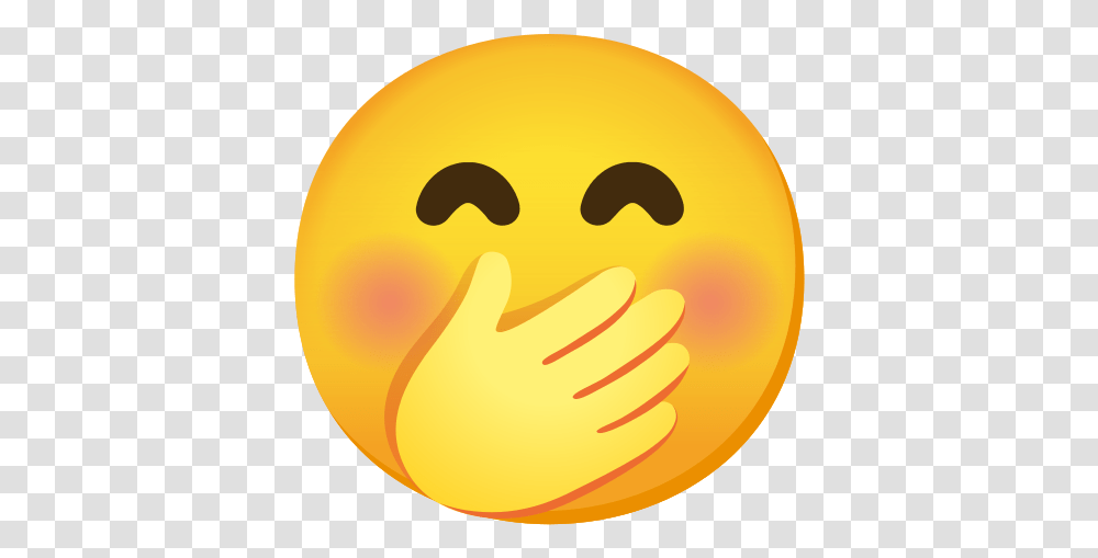 Face With Hand Over Mouth Emoji Android, Ball, Produce, Food, Outdoors Transparent Png