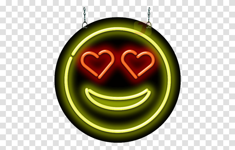 Face With Heart Eyes Emoji Neon Sign Happy, Light, Lighting, Plant, Gong Transparent Png