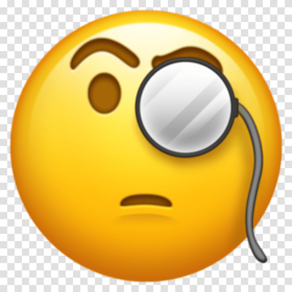 Face With Monocle Emoji, Ball, Sphere, Logo Transparent Png
