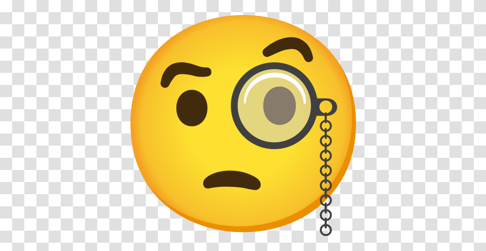 Face With Monocle Emoji Happy, Logo, Symbol, Trademark, Badge Transparent Png