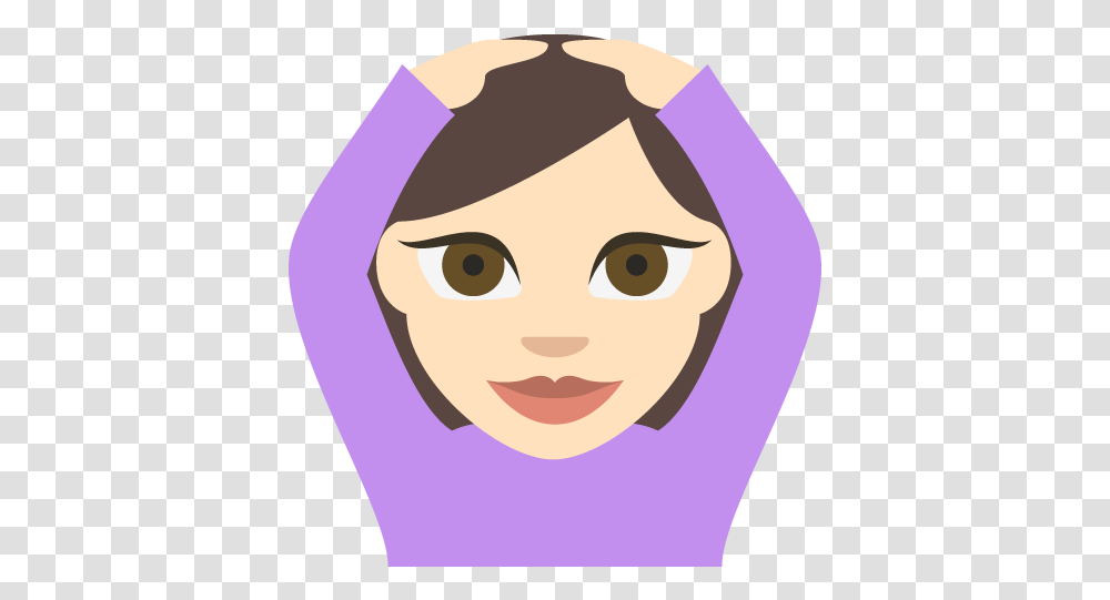 Face With Ok Gesture Light Skin Tone Emoji Emoticon Vector Clip Art, Head, Cushion, Portrait, Hand Transparent Png