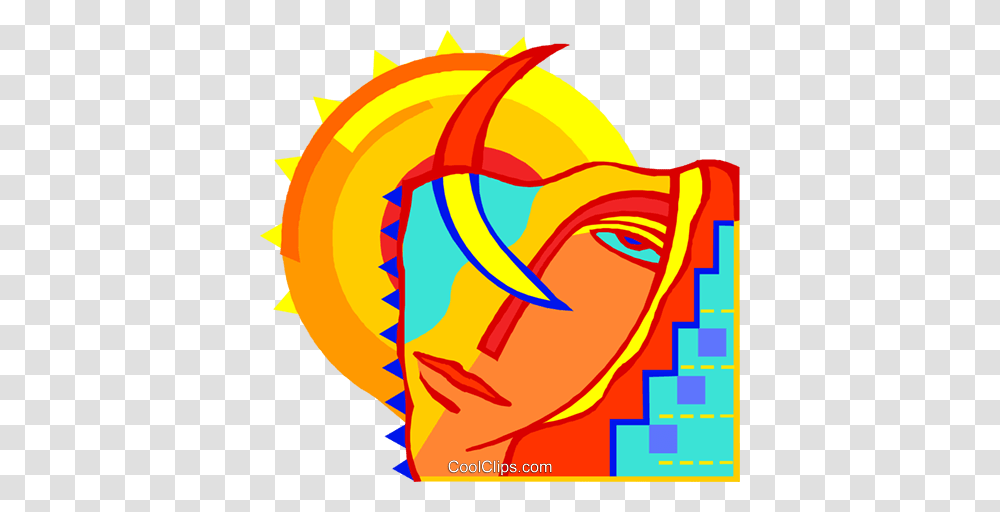 Face With Sun And Moon Royalty Free Vector Clip Art Illustration, Poster, Advertisement, Modern Art Transparent Png