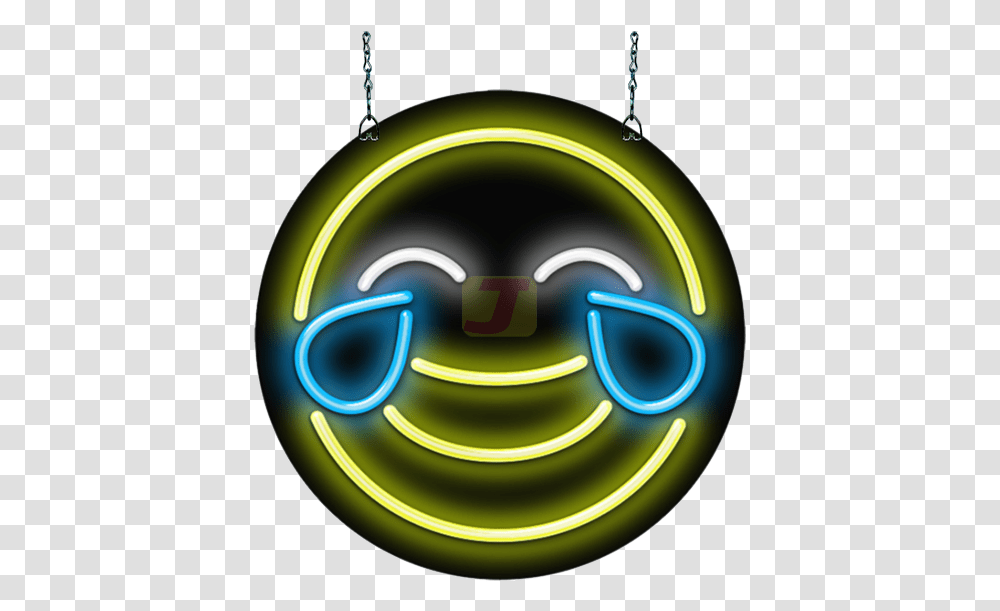 Face With Tears Of Joy Emoji Neon Sign Circle, Light, Gong Transparent Png