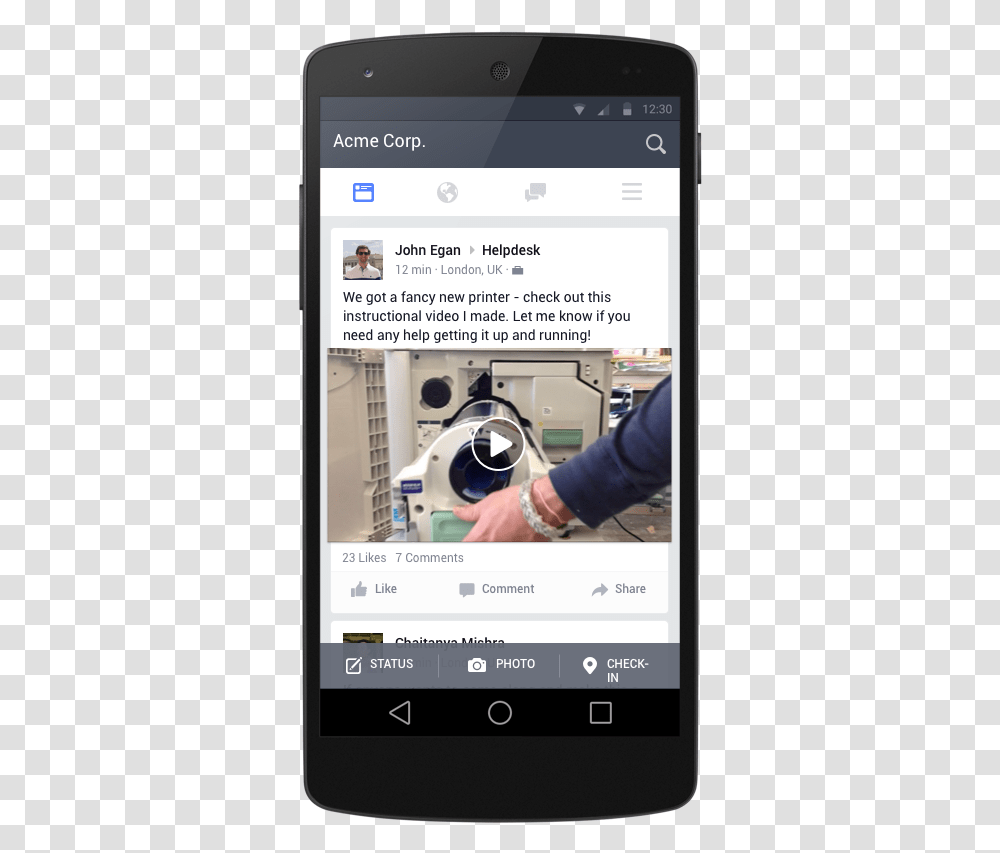 Facebook For Work Screenshots Sharing, Mobile Phone, Electronics, Cell Phone, Person Transparent Png