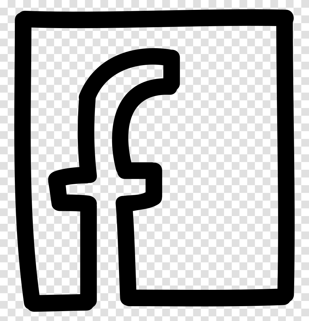 Facebook Letter Logo In A Square Hand Drawn Outline Icon, Number, Alphabet Transparent Png
