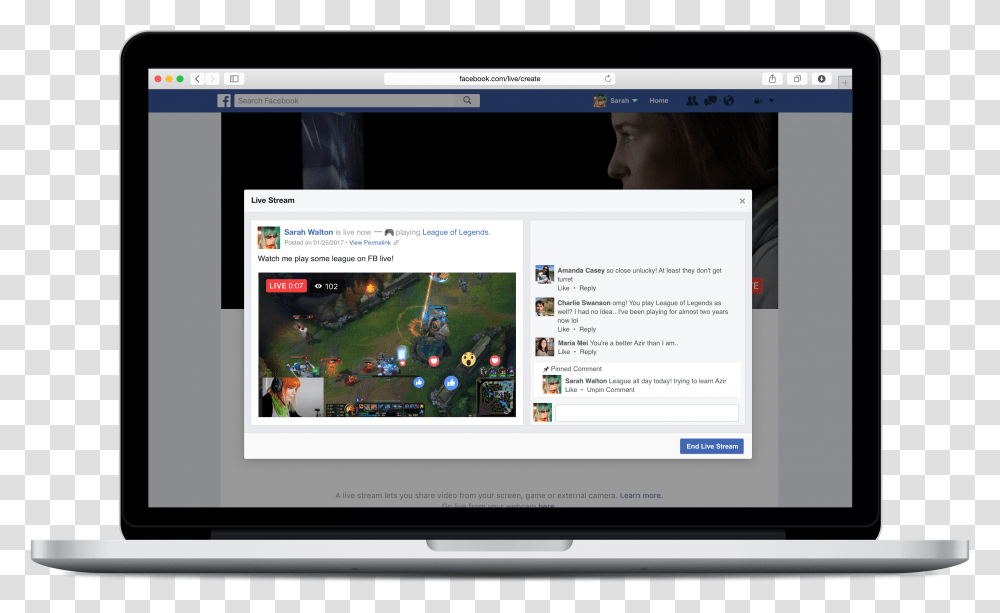 Facebook Live On Computer, Electronics, Monitor, Screen, Display Transparent Png