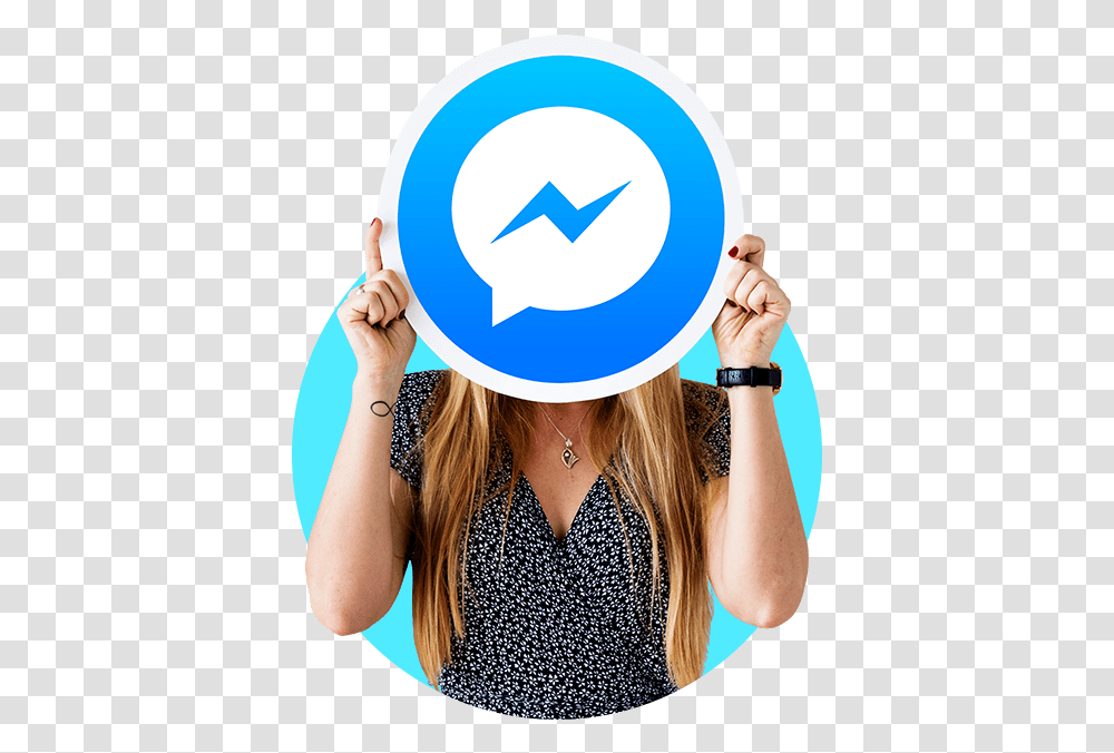 Facebook Messenger Widget For Elementor Woman Holding Facebook, Person, Baseball Cap, Hat, Clothing Transparent Png