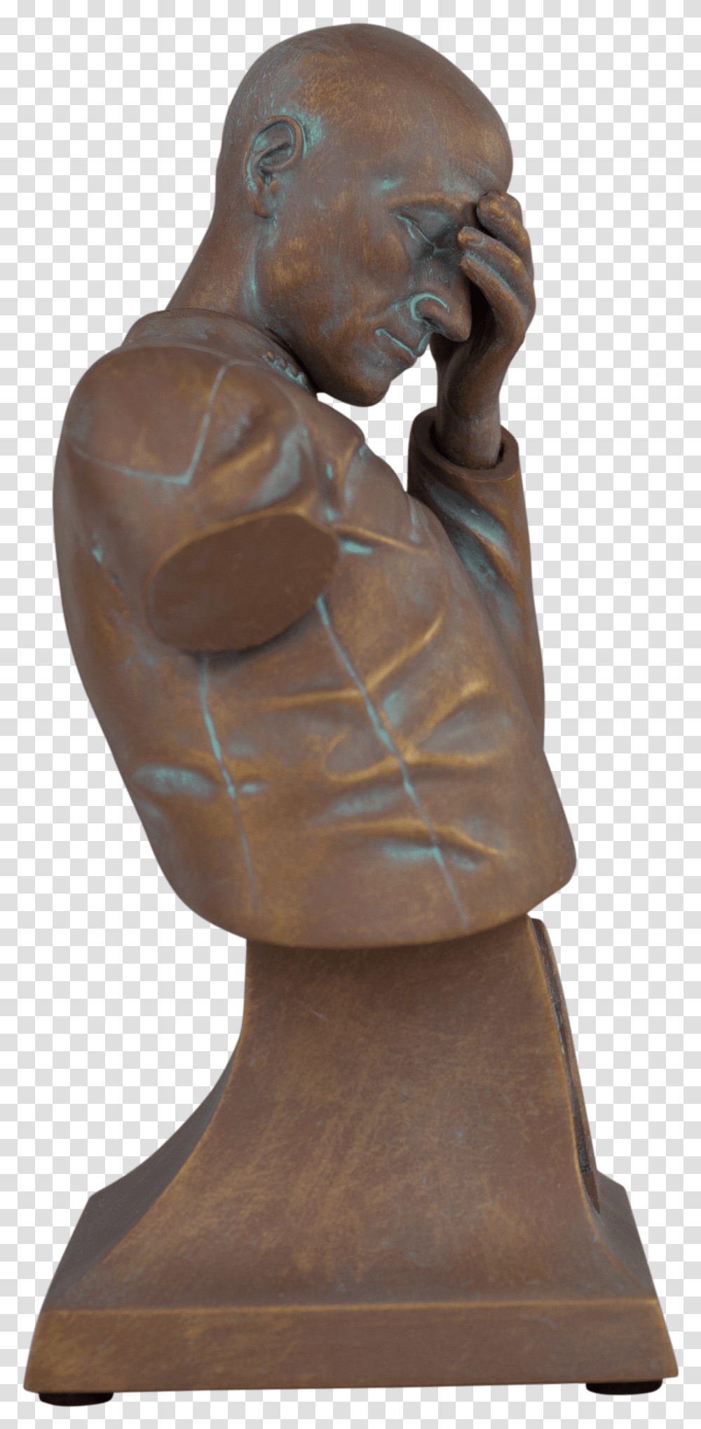 Facepalm Bronze Sculpture, Figurine, Person, Pottery Transparent Png