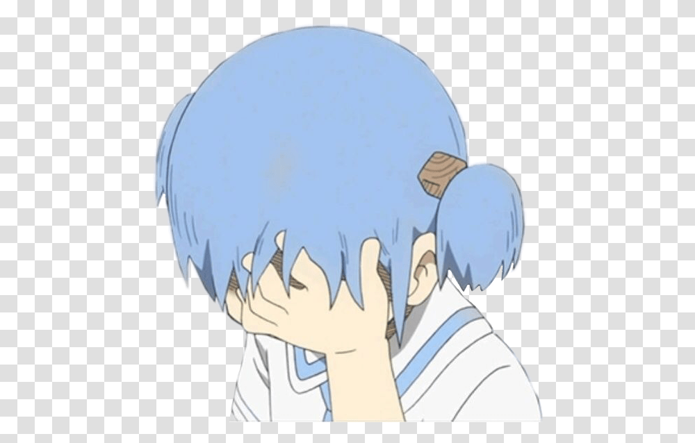 Facepalming Anime Character Image Anime Face Palm, Person, Helmet, Clothing, Book Transparent Png