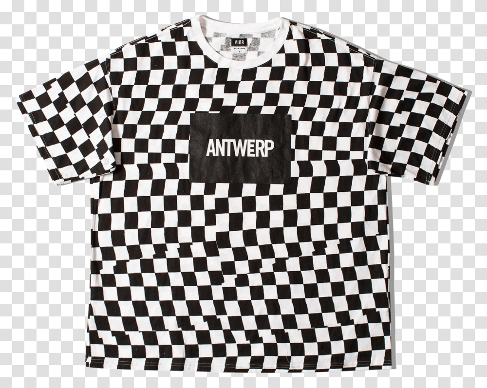 Facetasm T Shirts Checker Flag Big Tee X Vier White Black And White Checkerboard Shirt, Apparel, Jersey, Sleeve Transparent Png